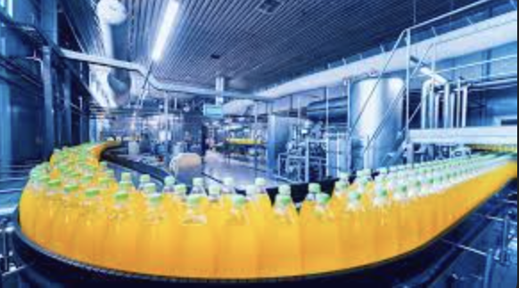 The Future of Food Manufacturing: bottles on a production line